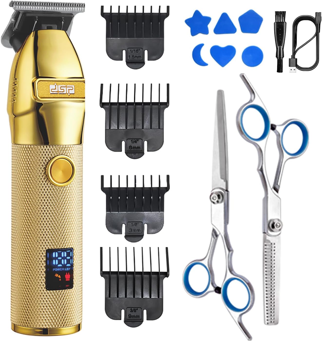 DSP® Hair Trimmer Beard Trimmer for Men with LED Display Rechargeable Hair Cutting Machine (Gold)