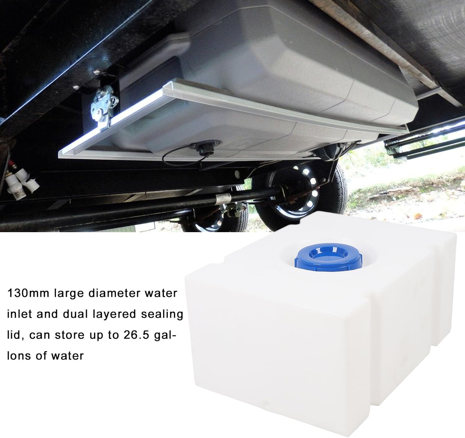 19.81 Gallon RV Water Holding Tank, Food Grade LLDPE RV Fresh Water Tank with 130mm Water Inlet, Portable Water Storage Container for RVs Trailers Campers Boats Yachts