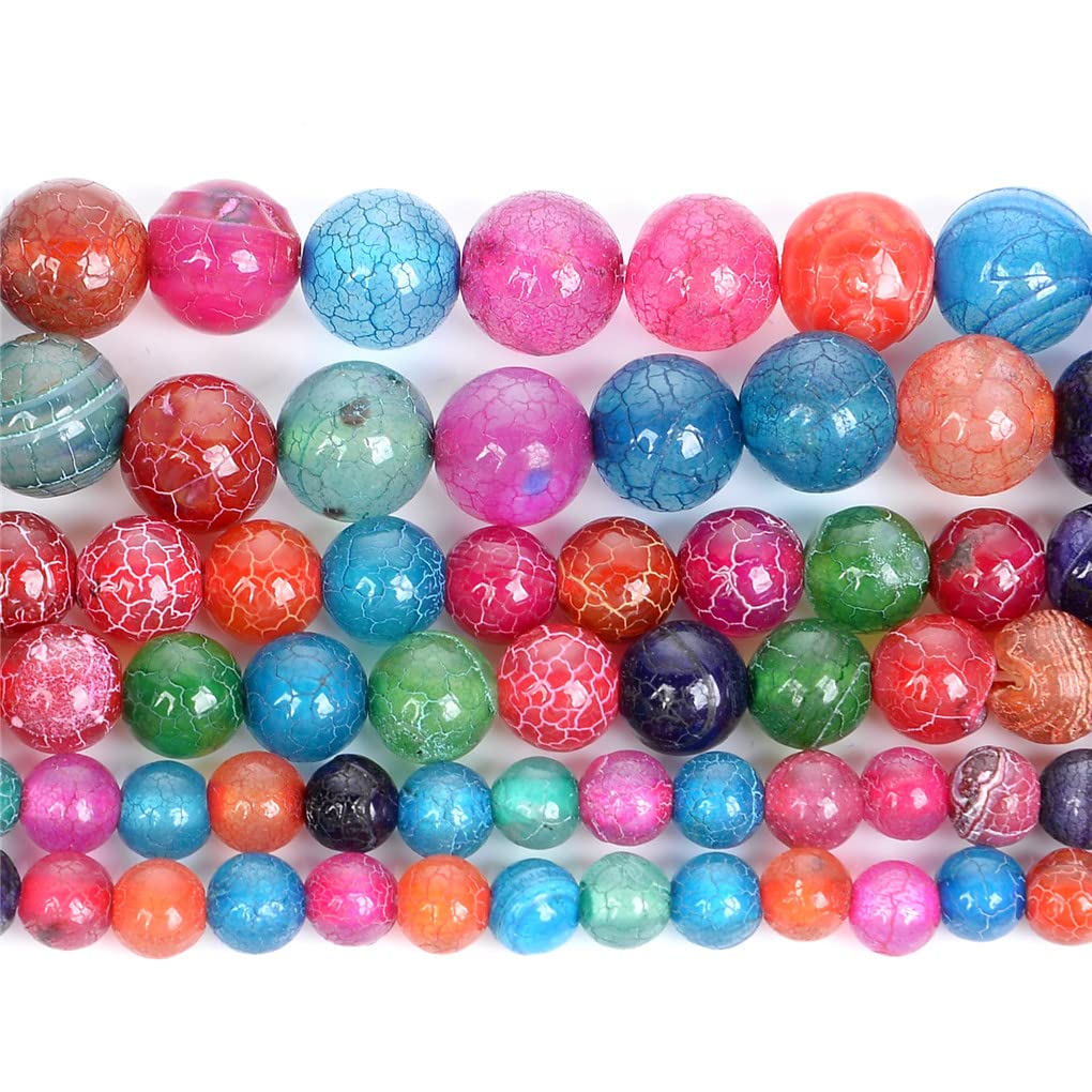Perles rondes d'agate de haute qualité avec veines de fissure pour bijoux