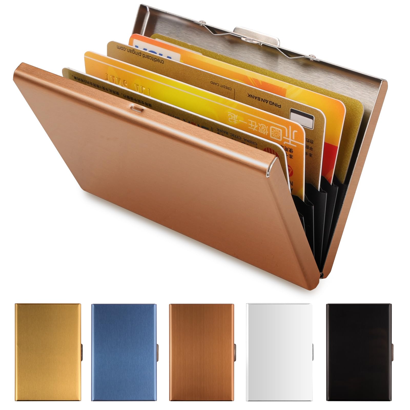 Vicloon Kartenetui Kreditkarten, 1 Stück RFID Blocking Kreditkartenhülle Kreditkarten aus Aluminium, Visitenkarten Etuis 6 Fächer, RFID & NFC Schutz Kreditkartenetui für Damen, Herren