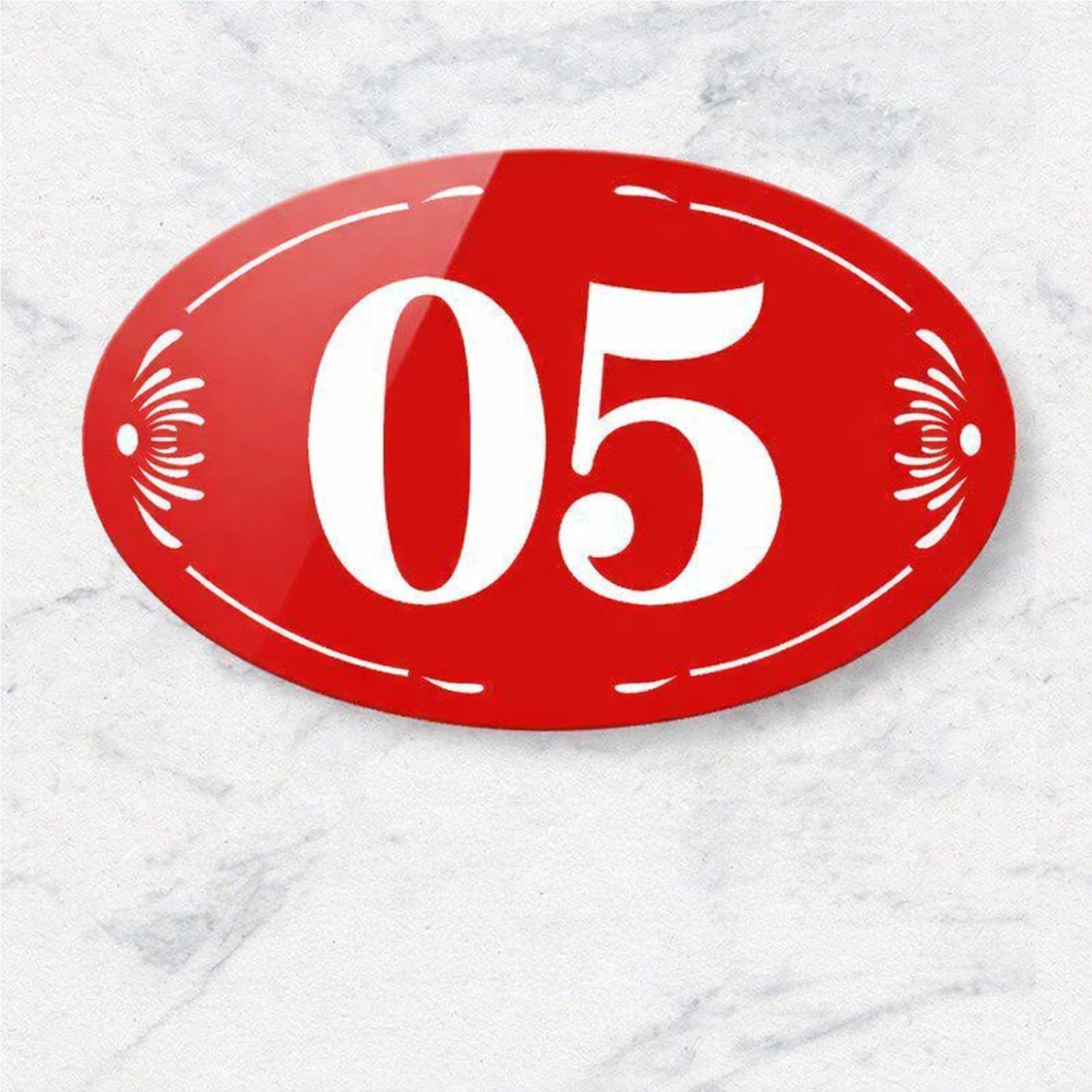 Panneau de numéro d'adresse de maison personnalisé pour porte, Plaque acrylique personnalisée de forme ovale, Plaque de rue pour maison/bureau(A 1-75,L 8 cm x W 5 cm)