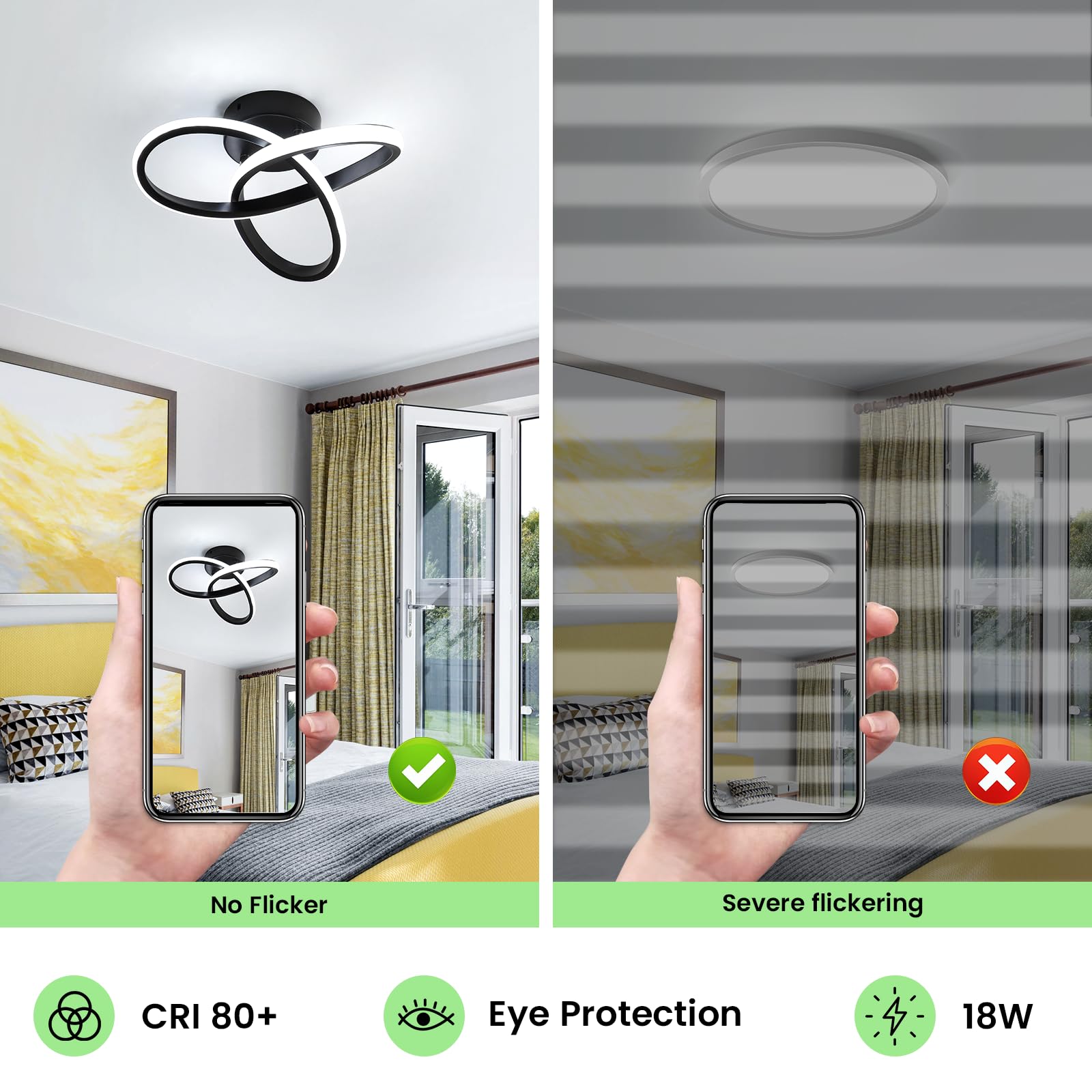 Goeco LED Ceiling Lights, 9.8'' Hallway Modern Spiral Design Flush