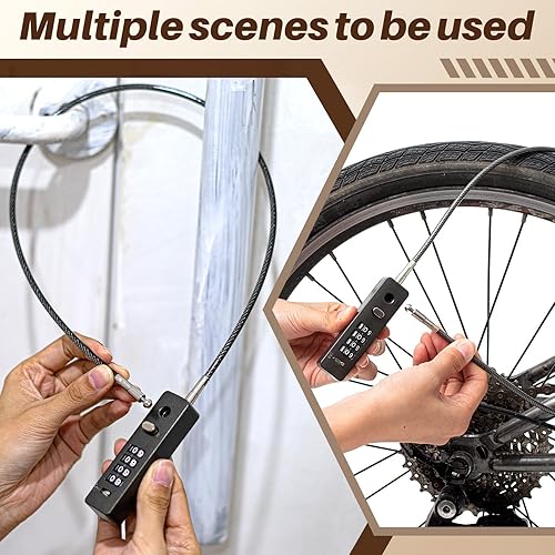 Miniatura 4 de Hicarer 4 cerraduras de cable de 23-35 pulgadas de longitud con combinación de 4 dígitos de bloqueo de seguridad reiniciable para bicicletas,