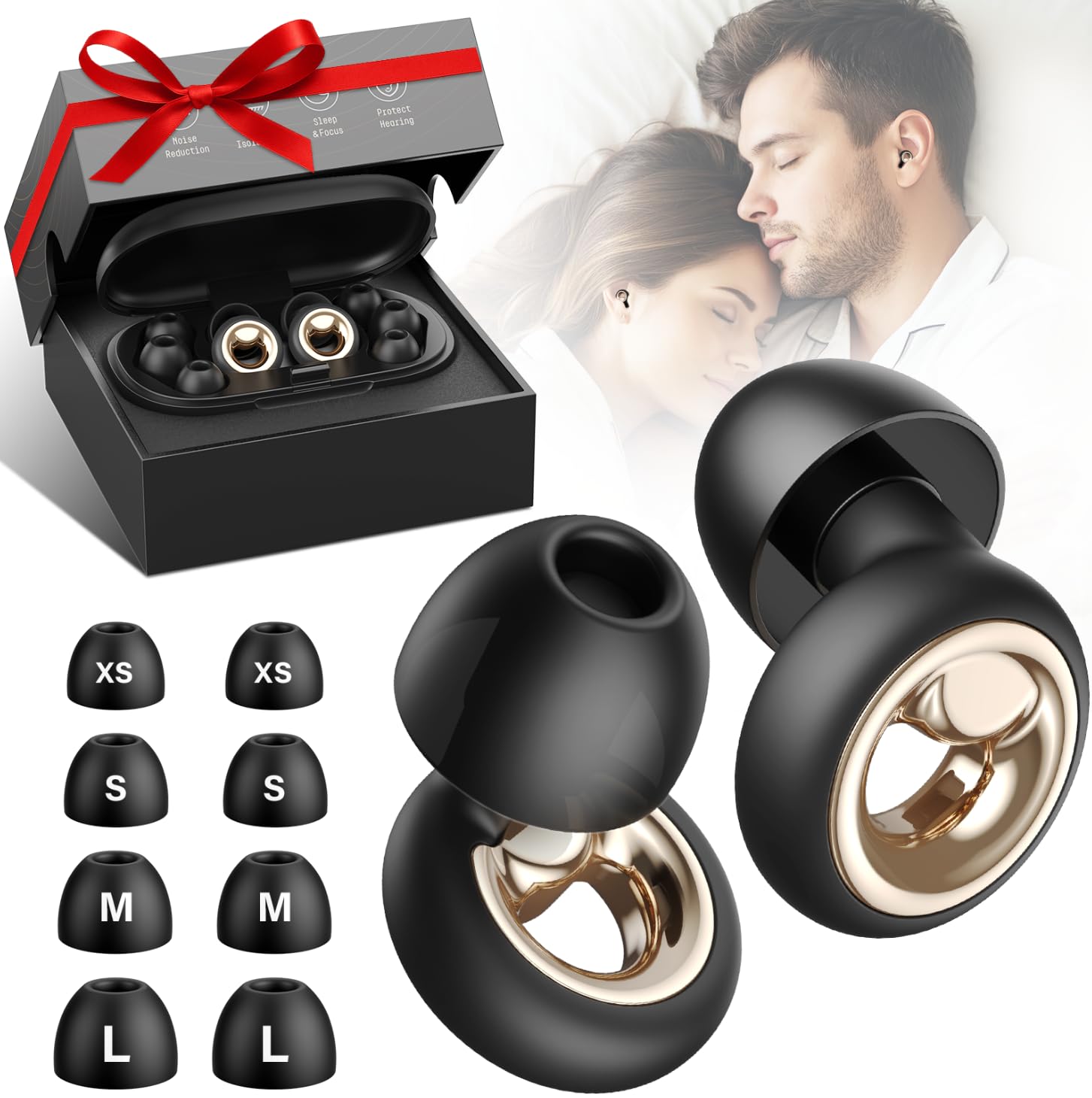 Vosaf Ear Plugs for Sleeping, 50dB Noise Cancelling Ear Plugs, Reusable Silicone Earplugs for Noise Reduction with 8 Tips, Soft Earplugs for Snoring, Side Sleepers, Concerts, Travel, Work(Dark Gray) - 76% off