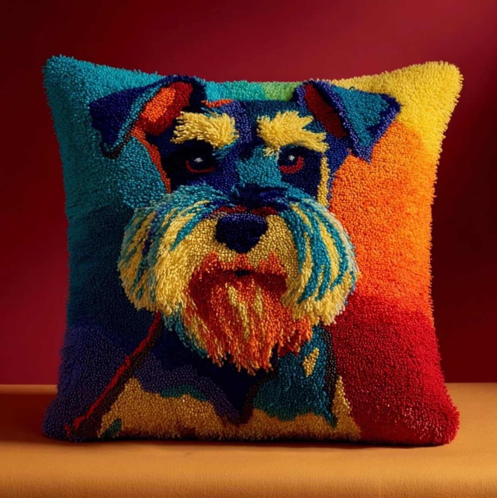 AxiangziK Latch Hook Pillow Kit for Adults,Colored Schnauzer