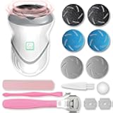 Electric Foot File Callus Remover for Foot Scrubber, Dead Skin Removal for Feet with Dander Vacuum, Pedicure Tools for Feet, Rechargeable Foot Exfoliator Sander for Dry Skin, 3 Grinding Heads 2 Speed