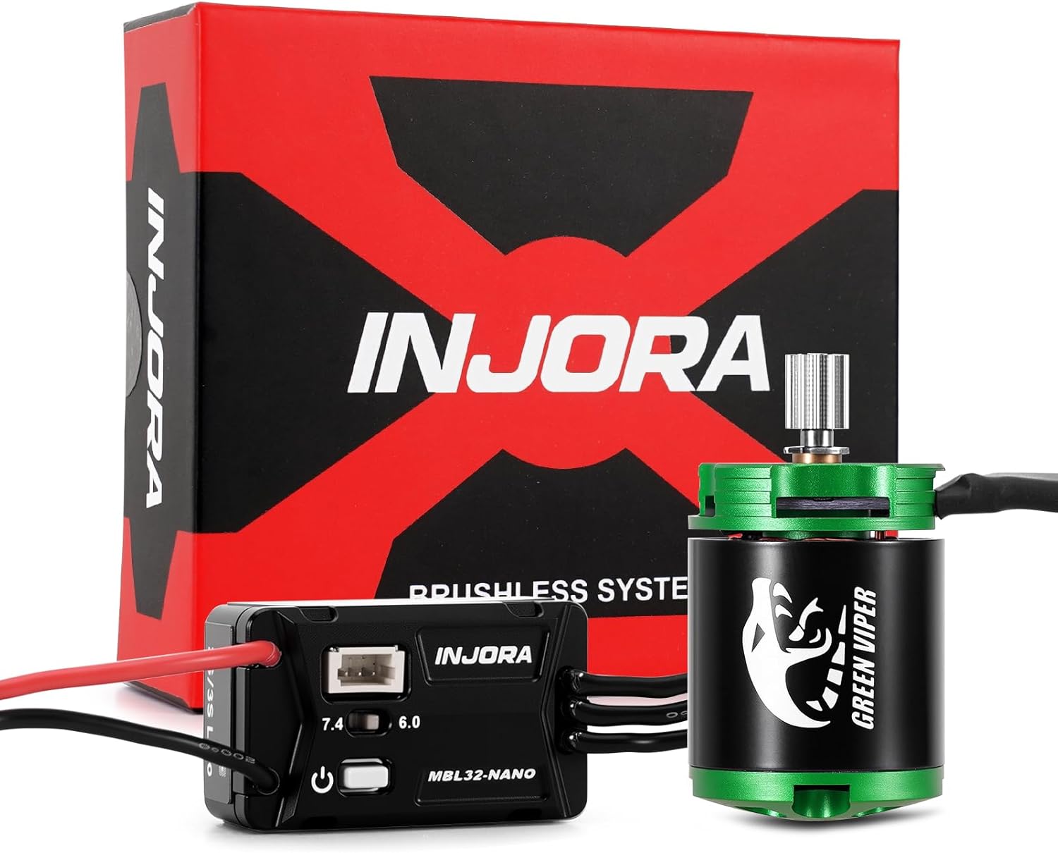 INJORA MBL32-NANO Brushless ESC & 1621 Green Viper Motor for 1/30 Axial SCX30 (4300KV)