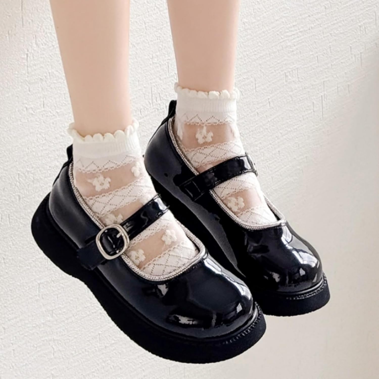 Toddler Baby Girl Lace Mesh Crew Socks, Princess Mary Jane Dress Socks, 10 Pairs - Image 6