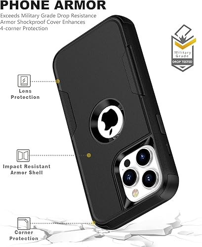 Miniatura 4 de Funda de teléfono para iPhone 14 Pro con clip para cinturón de funda Defender resistente, a prueba de golpes, resistente, antideslizante, funda dura
