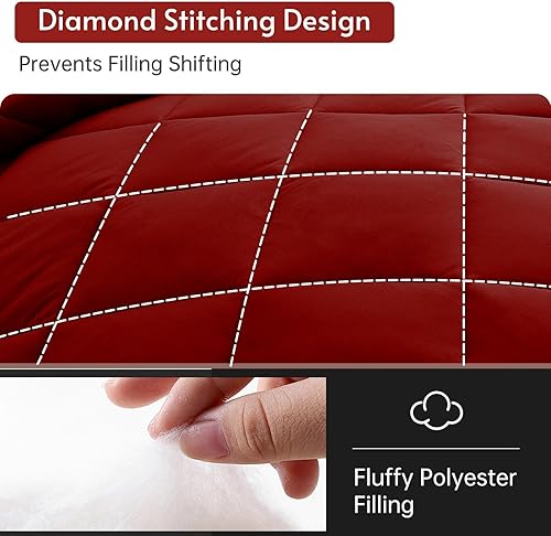 Miniatura 8 de MUXHOMO - Juego de ropa de cama reversible de 7 piezas en una bolsa, ptodas las estaciones - Incluye edredón, sábana encimera, sábana bajera, fundas