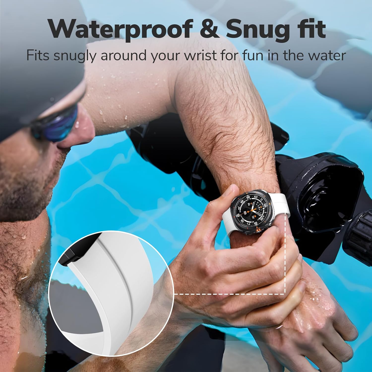 ANCOOL for Samsung Galaxy Watch Ultra Bands 47mm, Soft Silicone Sport Magnetic Band for Samsung Galaxy Ultra Watch Band for Men Women, White - Image 5