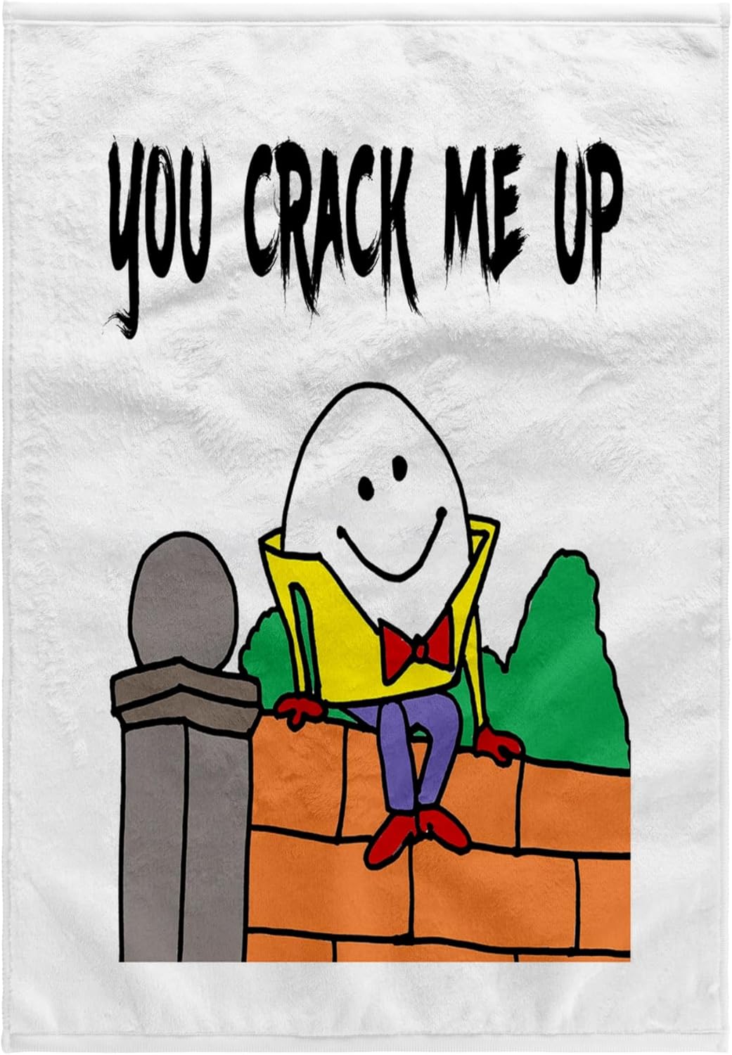 3dRose Funny Cute Humpty Dumpty Egg on Wall You Crack me up Satire 22x30 Bath Hand Pool Towel