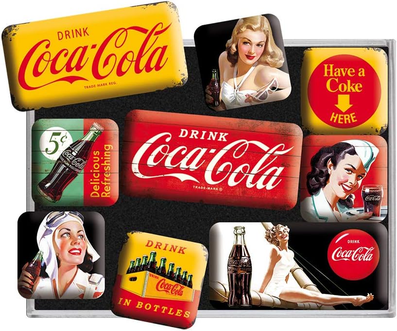 Nostalgic Art Coca-Cola Yellow Set of 9 Mini Fridge Magnets