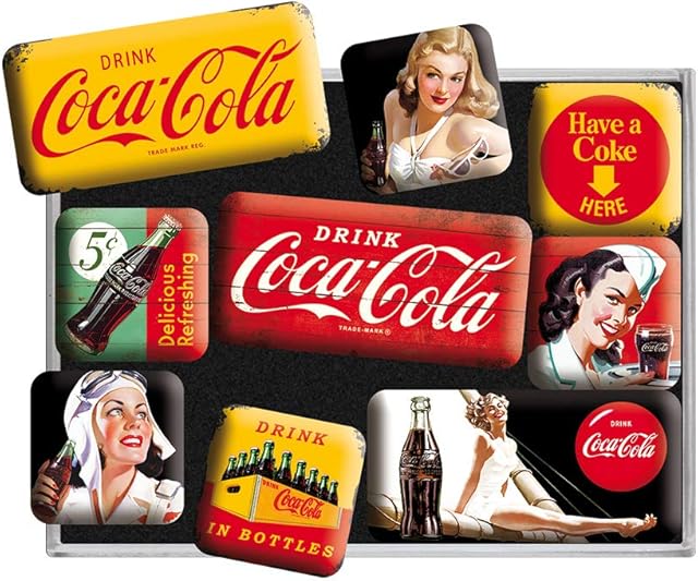 Coca-Cola Yellow Set Of 9 Mini Fridge Magnets