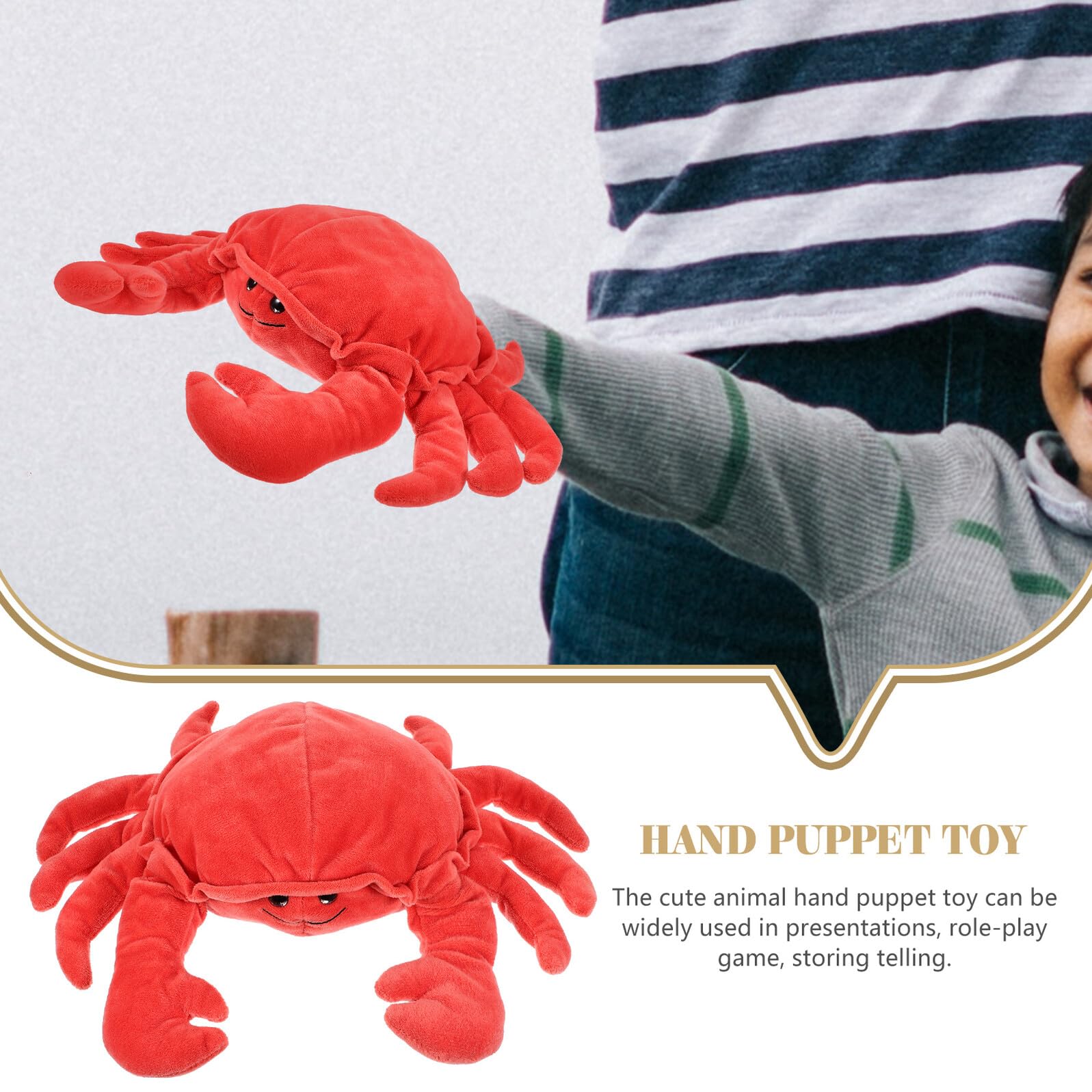Marioneta de Mano Cangrejo Rojo de PP Algodón, Muñeco Cute | Peluche Interactivo para Contar Historias y Dormir, Fácil de Limpiar, para Bebés y Adultos