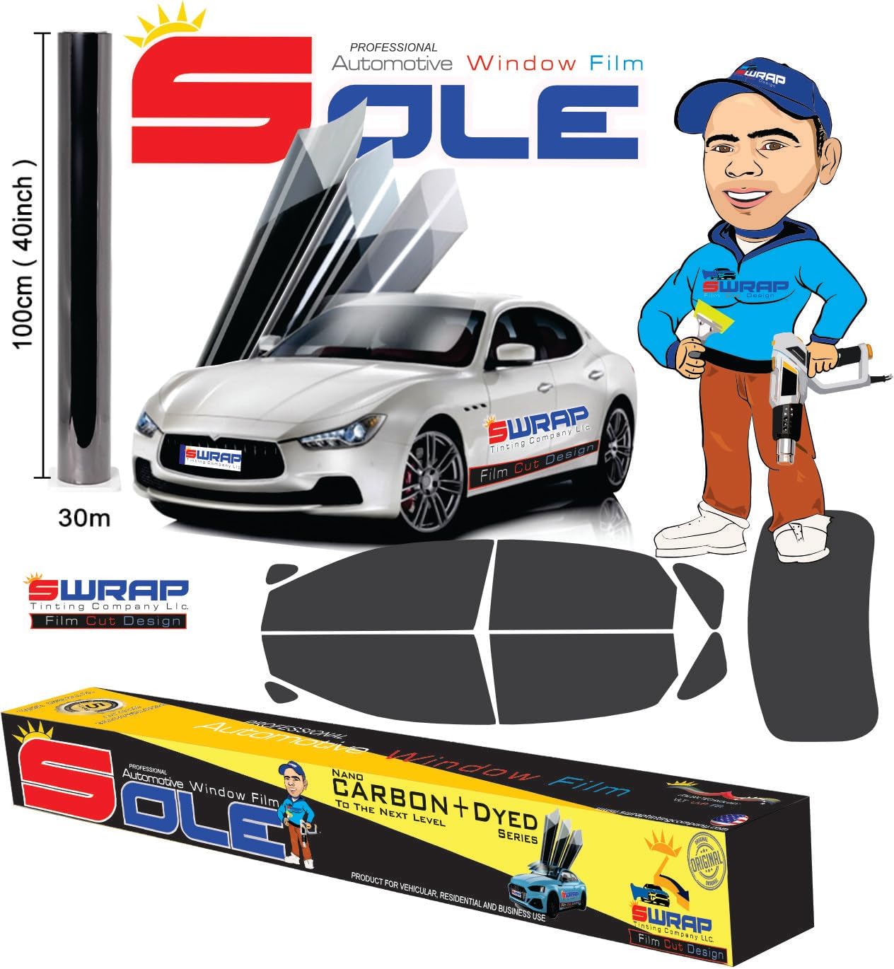 SOLE Automotive Window Film., ARMA TU KIT de Papel polarizado para las ventanas del auto personalizado, Precortado (1 Parabrisas delantero, 20%)