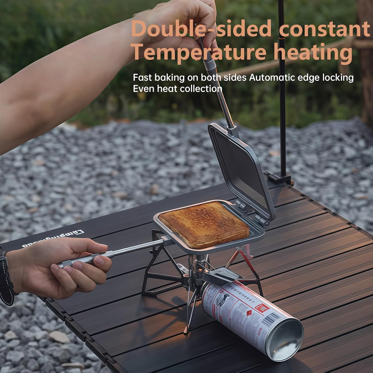 Campingmoon Campfire Sandwich Maker Camping BreadToaster Aluminum Hot Sandwich Stovetop Grill Pan Campfire Pie Cooking Equipment (Sliver)