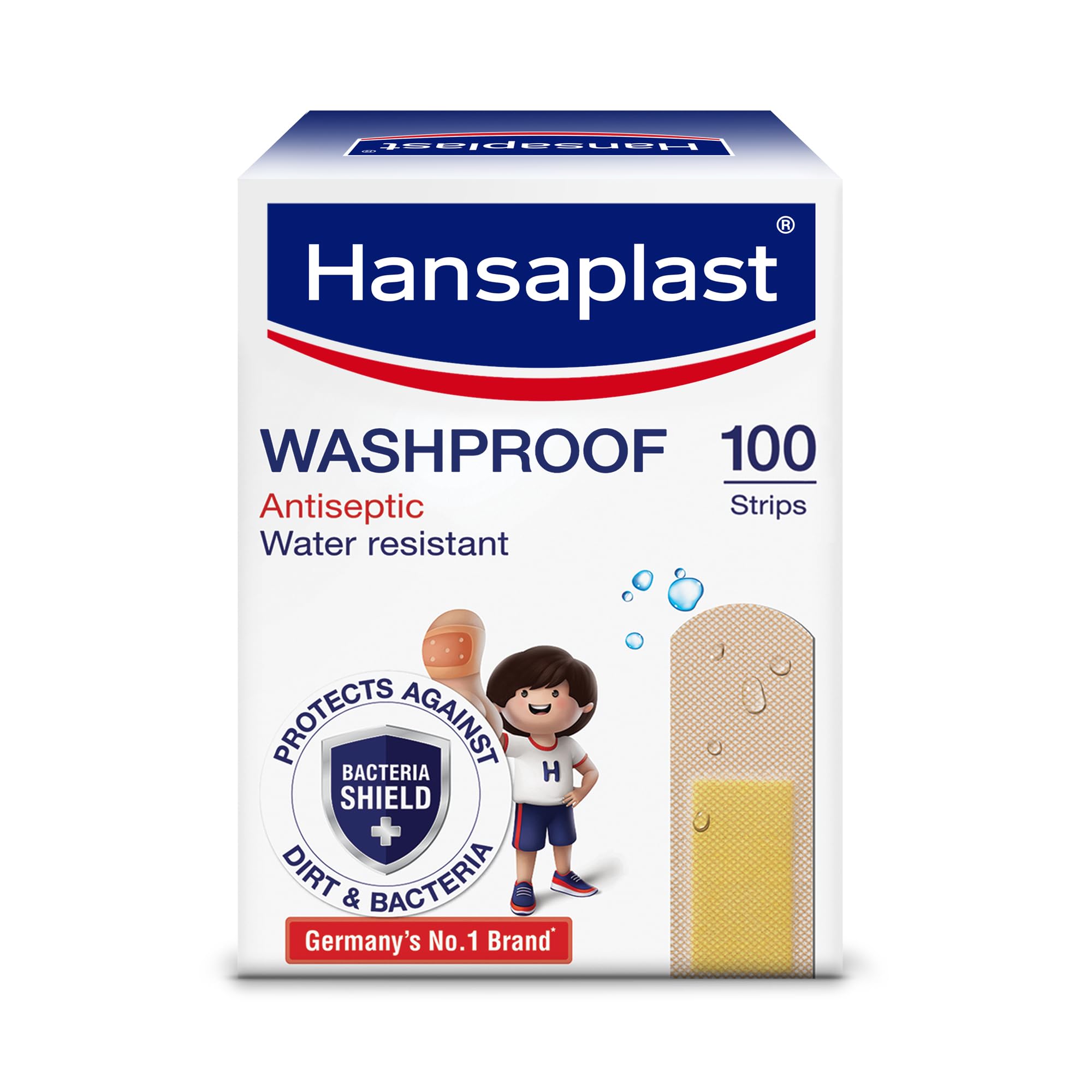Hansaplast Antiseptic Washproof Bandage for injury & wounds | 100 Strips | First Aid | Water resistant | Provides Comfort to the Wound in Water | For Kids & Adults (B0CVL7XFSS) Amazon Price History, Amazon Price Tracker