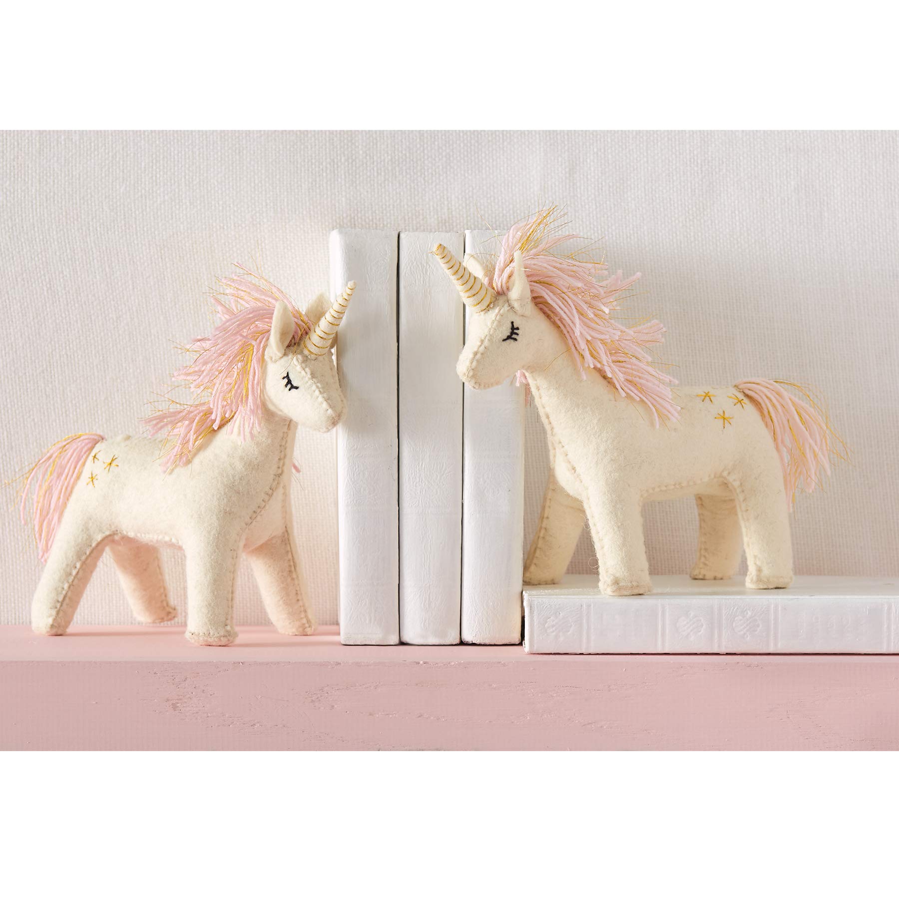 Mud Pie Einhorn Buchstütze – Handgefertigt Aus Wolle, 20 X 20 X 11 Cm, Bunt