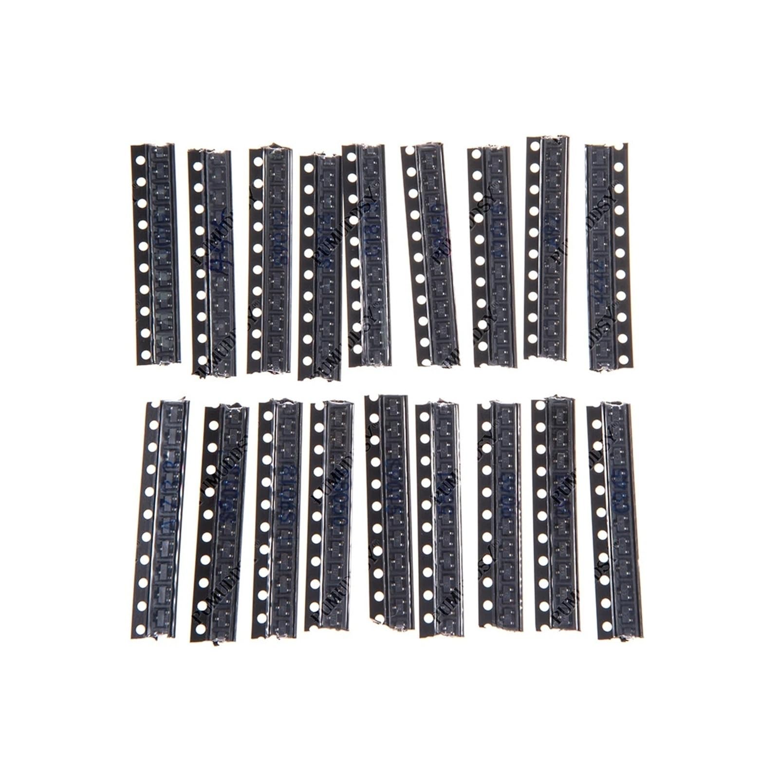 Kit surtido de transistores (sot-23) 18 tipos * 10 piezas = 180 piezas | 2n2222 S9013 S9014 S9015 S9018 S8050 S8550 5551 5401 2n3904 2n3906 C1815