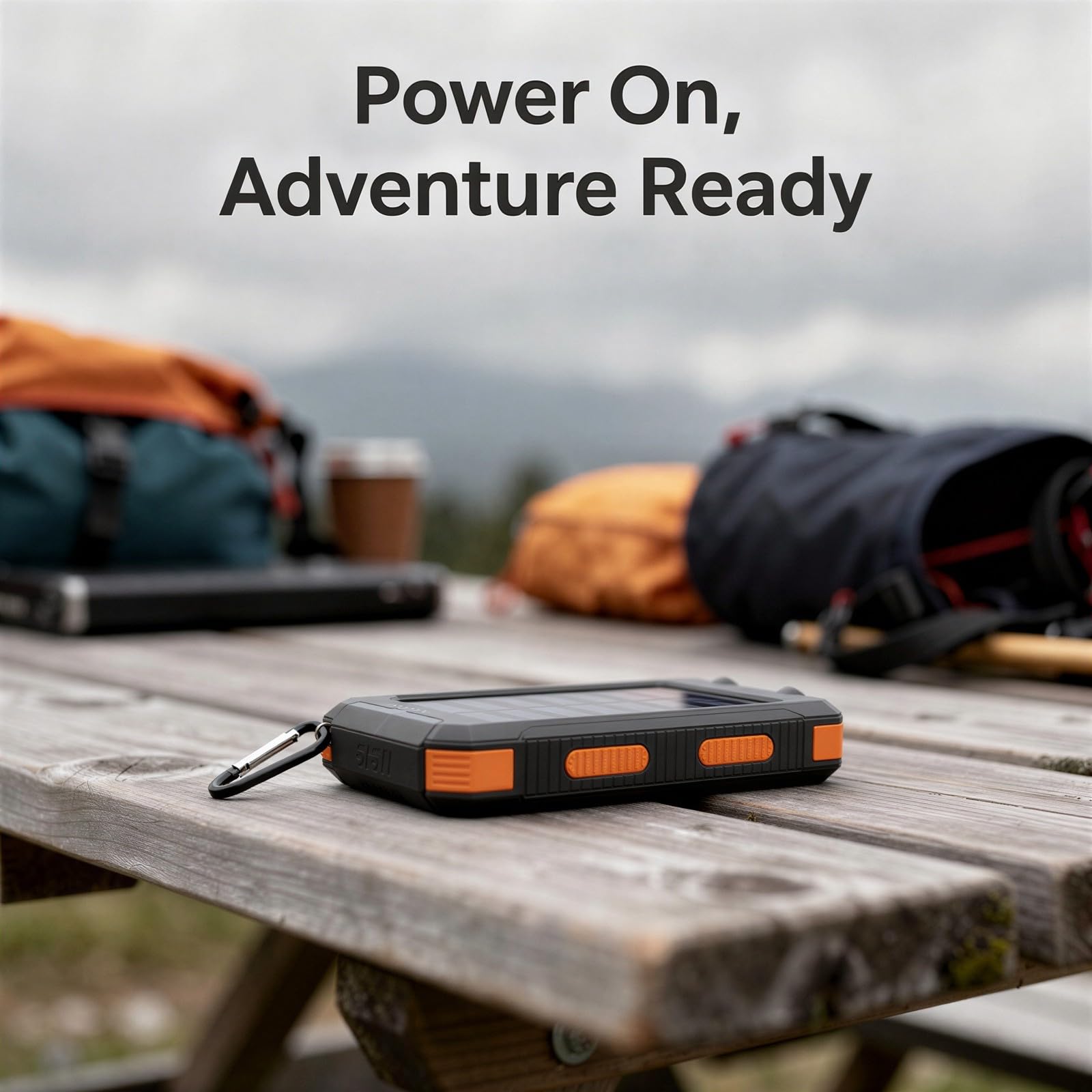 Cargador de energía solar de 20000 mAh con carga inalámbrica, múltiples puertos USB, luz LED fuerte para camping, carcasa impermeable, diseño resistente para viajes al aire libre, camping y energía de