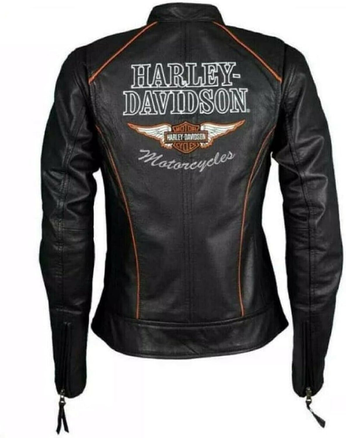 Women’s Black Leather Classic HD Motorcycle Jacket, Biker Jacket for Ladies with Side Laces