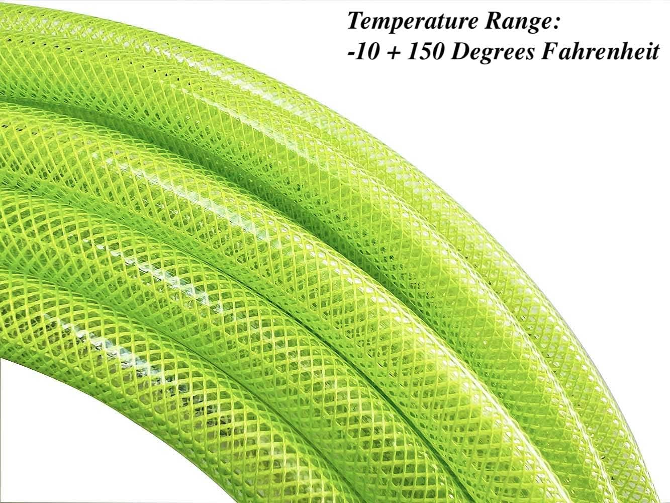 SANFU Polyurethane(PU) Reinforced 3/8”ID x 100ft Air Hose, 300PSI Wear Resistant with 3/8” Reassembled Industrial High Flow Quick Coupler and Plug, Bend Restrictor, Green(100’)