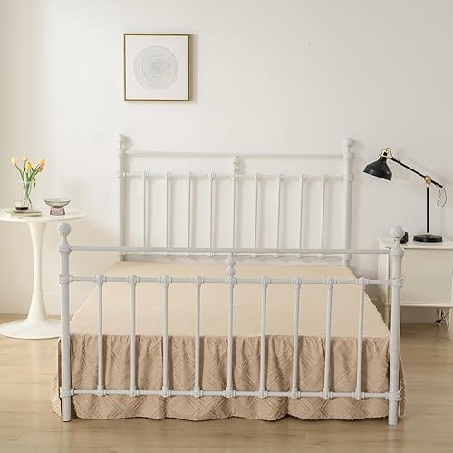 Miniatura 10 de Falda de cama copetuda, falda de cama con volantes con esquinas divididas, falda de cama Queen de 16 pulgadas de caída, falda de cama cuadrada