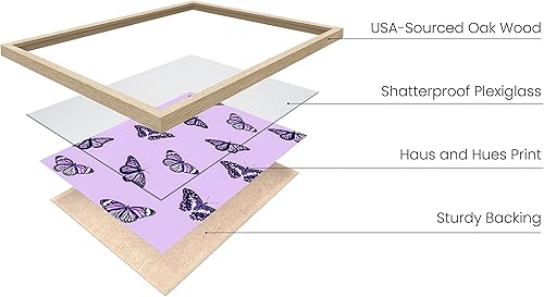 Miniatura 2 de HAUS AND HUES Póster vintage de mariposa morada, arte de pared de mariposa púrpura (marco beige, 12 x 16)