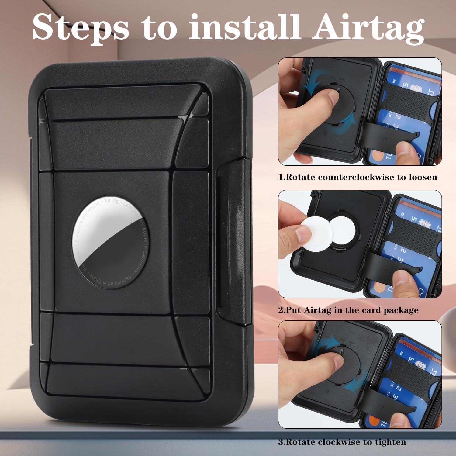 Compatible with Magsafe Wallet with Airtag Holder, Magnetic Wallet for iPhone 17/16 Pro Max/15 Pro/14 Plus/13/12 Series,Magnetic Phone Card Holder for Women Men-Black - Image 3