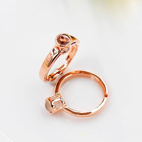 Miniatura 6 de T Brand Anillo de proyección para parejas con texto en inglés "I Love You" en 100 idiomas con texto en inglés "I Love You"