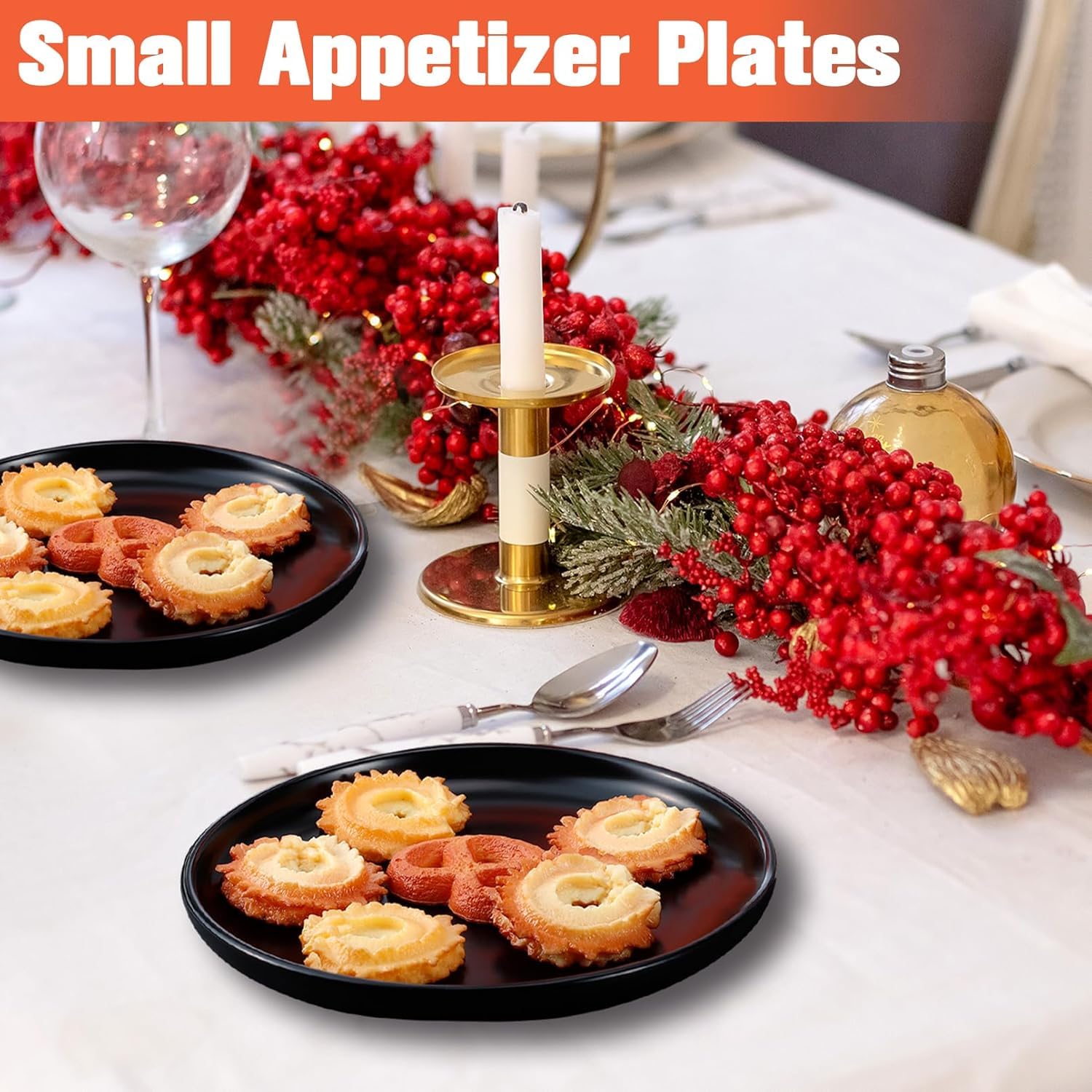 Lot de 6 assiettes à dessert en céramique noire mate de 15 cm | Petites assiettes à gâteau, assiettes à petit-déjeuner robustes pour petit-déjeuner, dessert, pain, cuisine, ménage