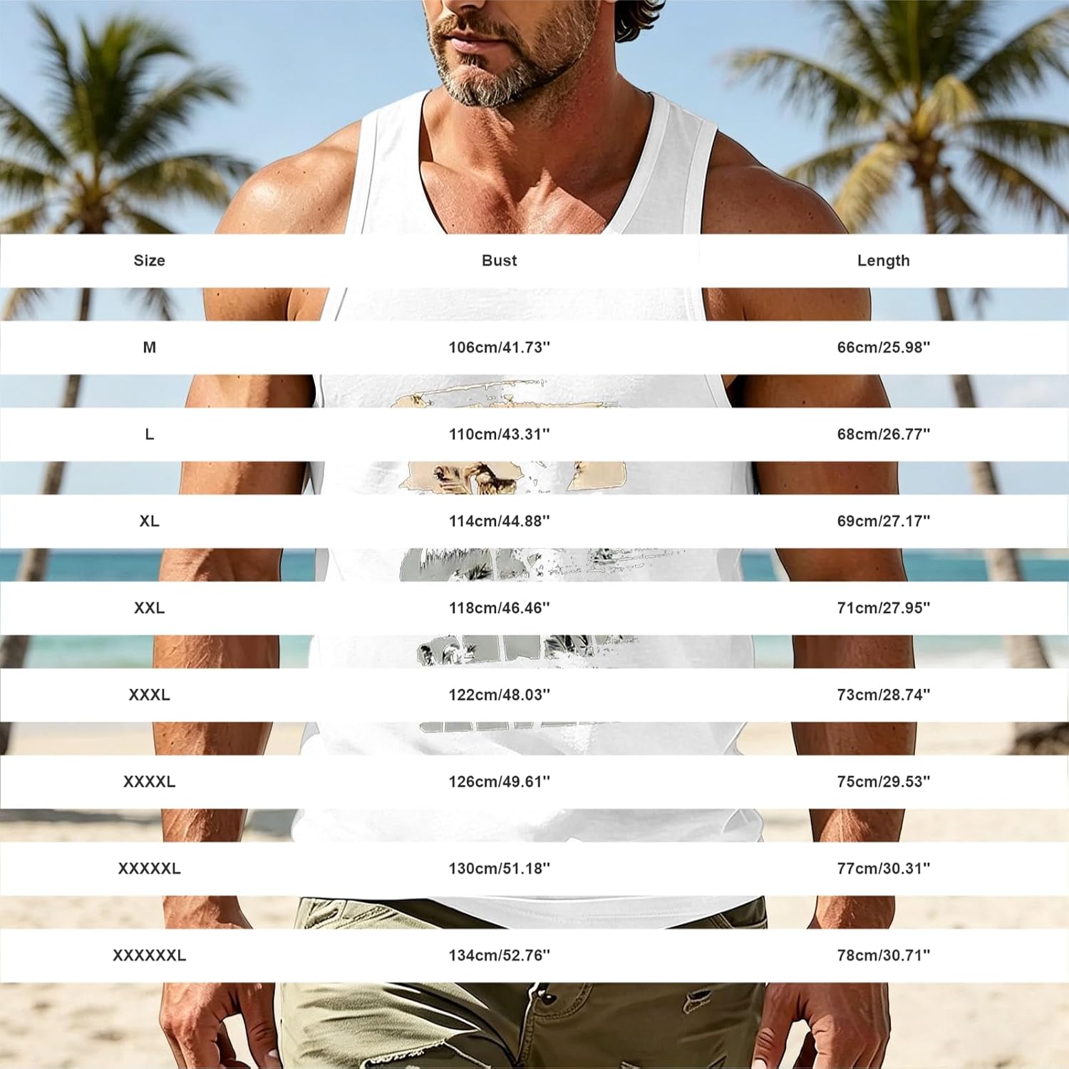 Graphic Tank Top for Men Summer U Neck Tanks Palm Tree Printing Tops Plus Size Beach Tee Casual Sleeveless Tee Shirts