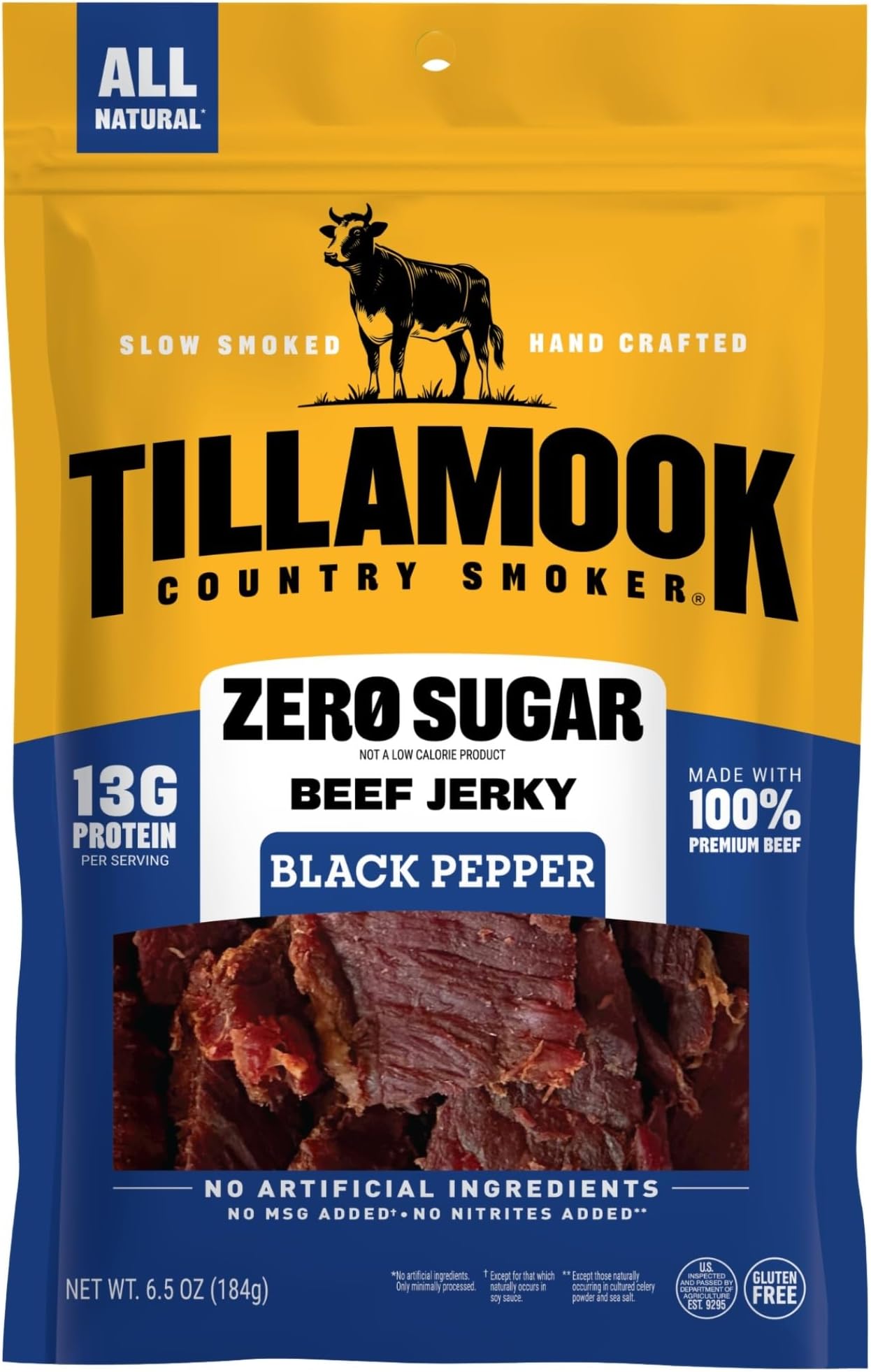 Zero Sugar Black Pepper Beef Jerky Sticks, 6.5 Oz, 14g Protein, Real Hardwood Slow-Smoked, High Protein, Low Carb Meat Snacks, Keto-Friendly, 0g Sugar & Total Carbs
