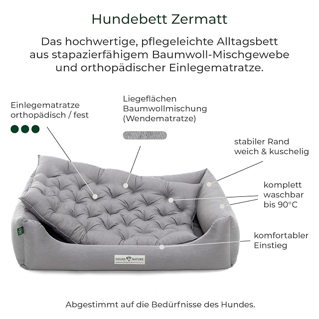 Foto 3 de 8 de HOUND & NATURE Cama ortopédica para perros Zermatt, talla XXL para perros muy grandes con borde alto, sofá…