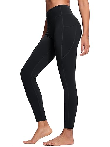 SEVEGO Workout Leggings for Tall Women 30"/32"/34"/36" High Waist Tummy Control Yoga Active Pants with Pockets for Gym - 32'' inseam (Long) - Large - Black