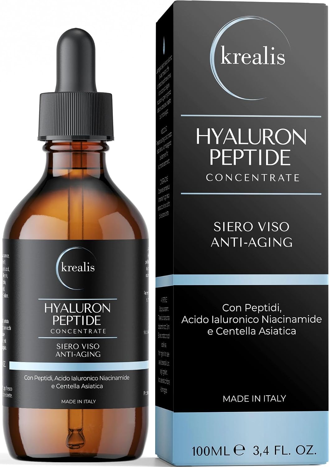 •100ml• Siero Viso Acido Ialuronico 4 Pesi Molecolari con Peptidi, Acido Ialuronico Viso Idratazione Profonda e Antirughe
