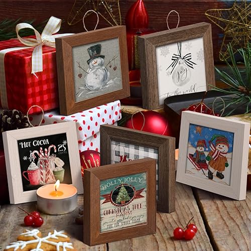 Miniatura 8 de Renditions Gallery Juego de 6 adornos para árbol de Navidad lienzo decoración colgante para decoración de Navidad suministros de fiesta de Navidad