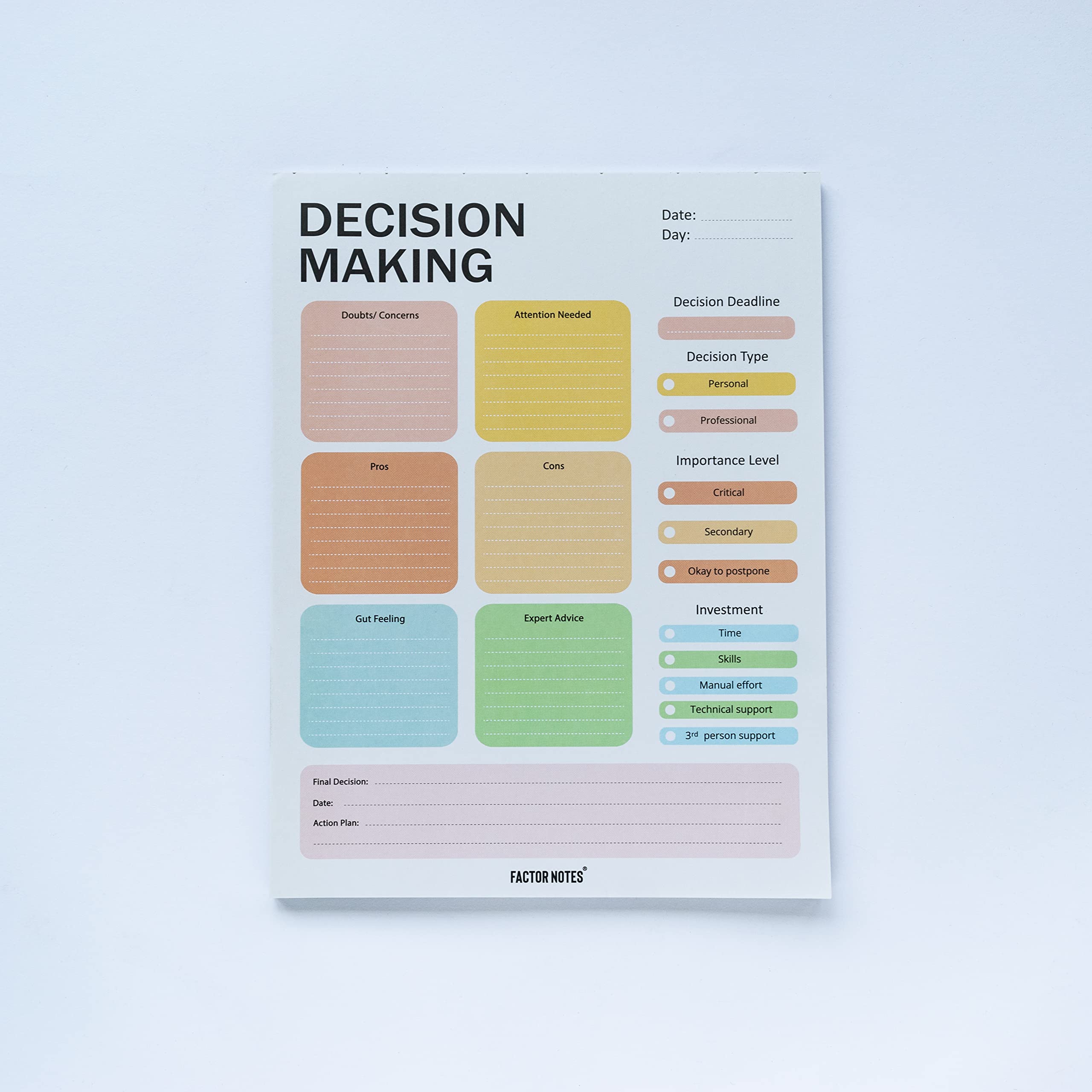 FACTOR NOTES Tear-off Notepads:A4 Sized|52 Sheets|100 GSM(Decision Making)-image-3