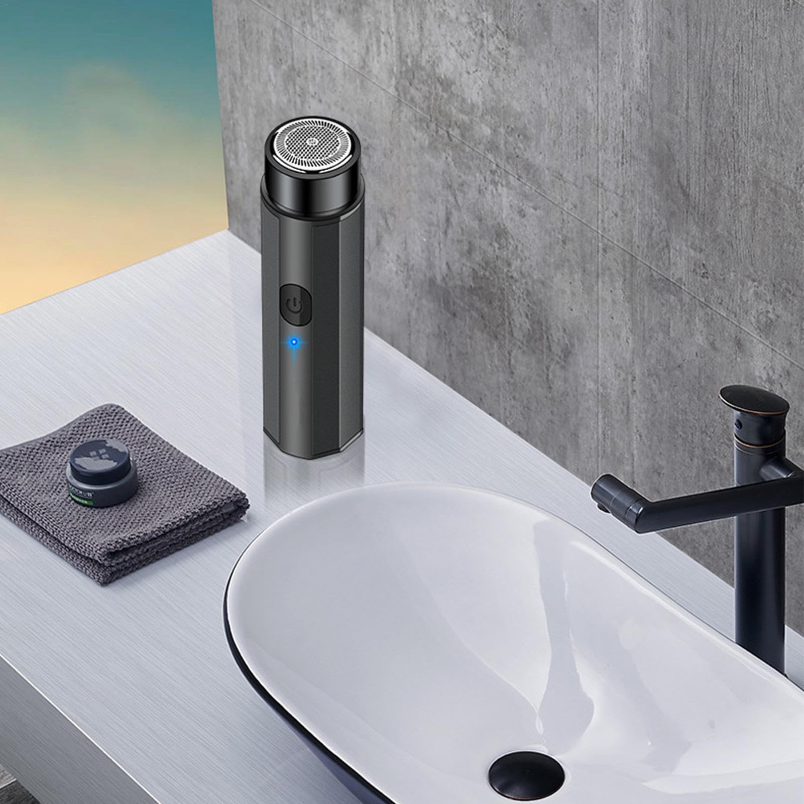 afeitadora para hombres - Afeitadora eléctrica portátil - Maquinillas de afeitar de bolsillo recargables por USB de tamaño de viaje, afeitado en y húmedo con un botón y uso en y húmedo