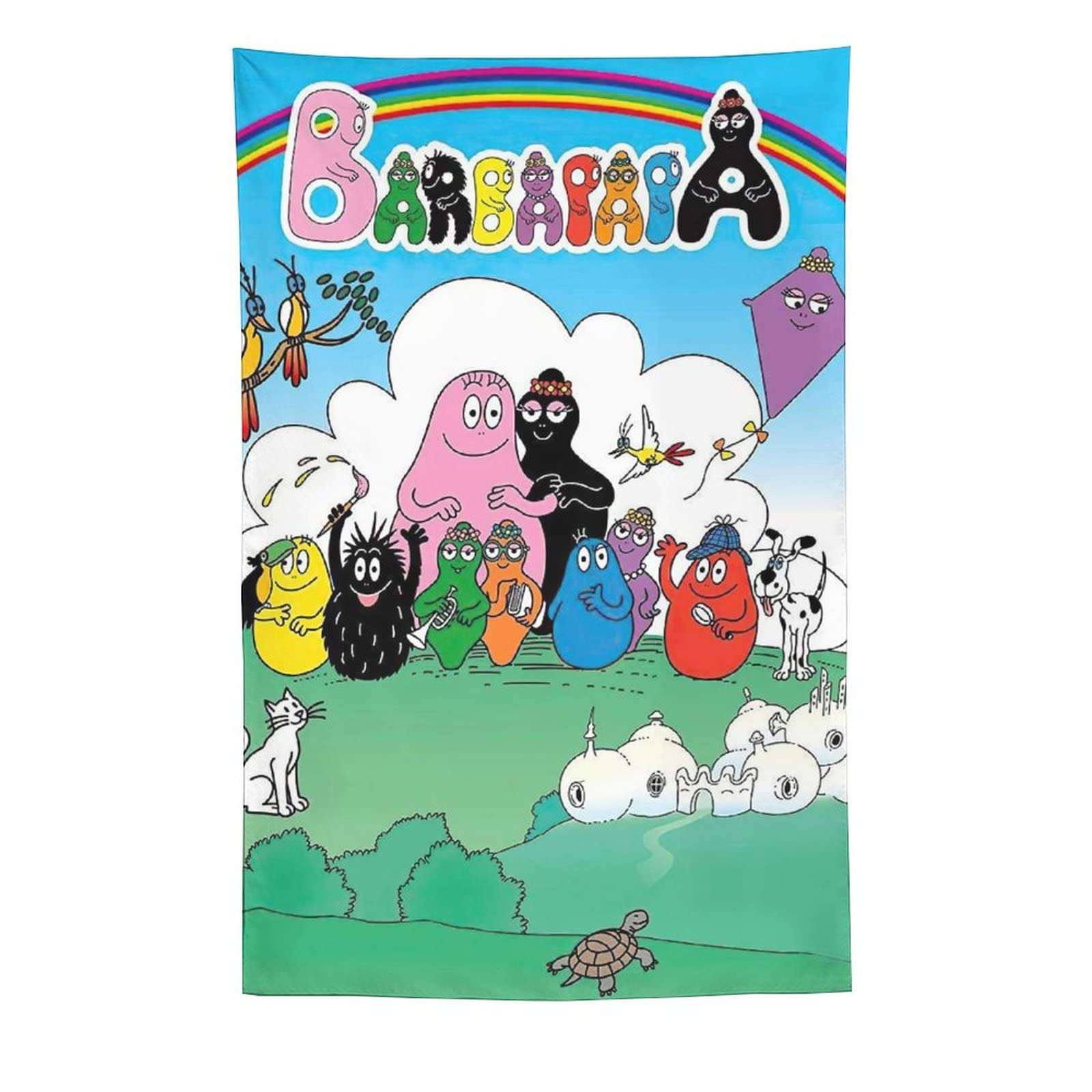 ZEZHE Barbapapa Children Classic Anime Tapestry Tapestry Cool Artworks Painting Wall Art Polyester Prints Hanging Picture Home Decor Tapestries Gift Idea 60"x90"