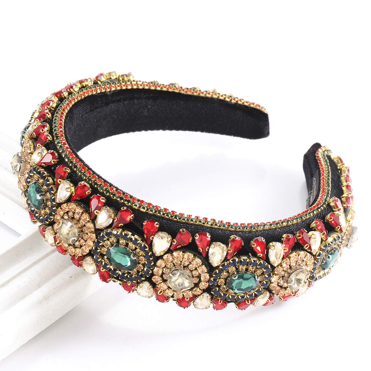 Cerchietto Imbottito Con Strass E Perline | Fascia Per Capelli Glitterata Elegante | Accessori Per Feste, Matrimoni E Cerimonie