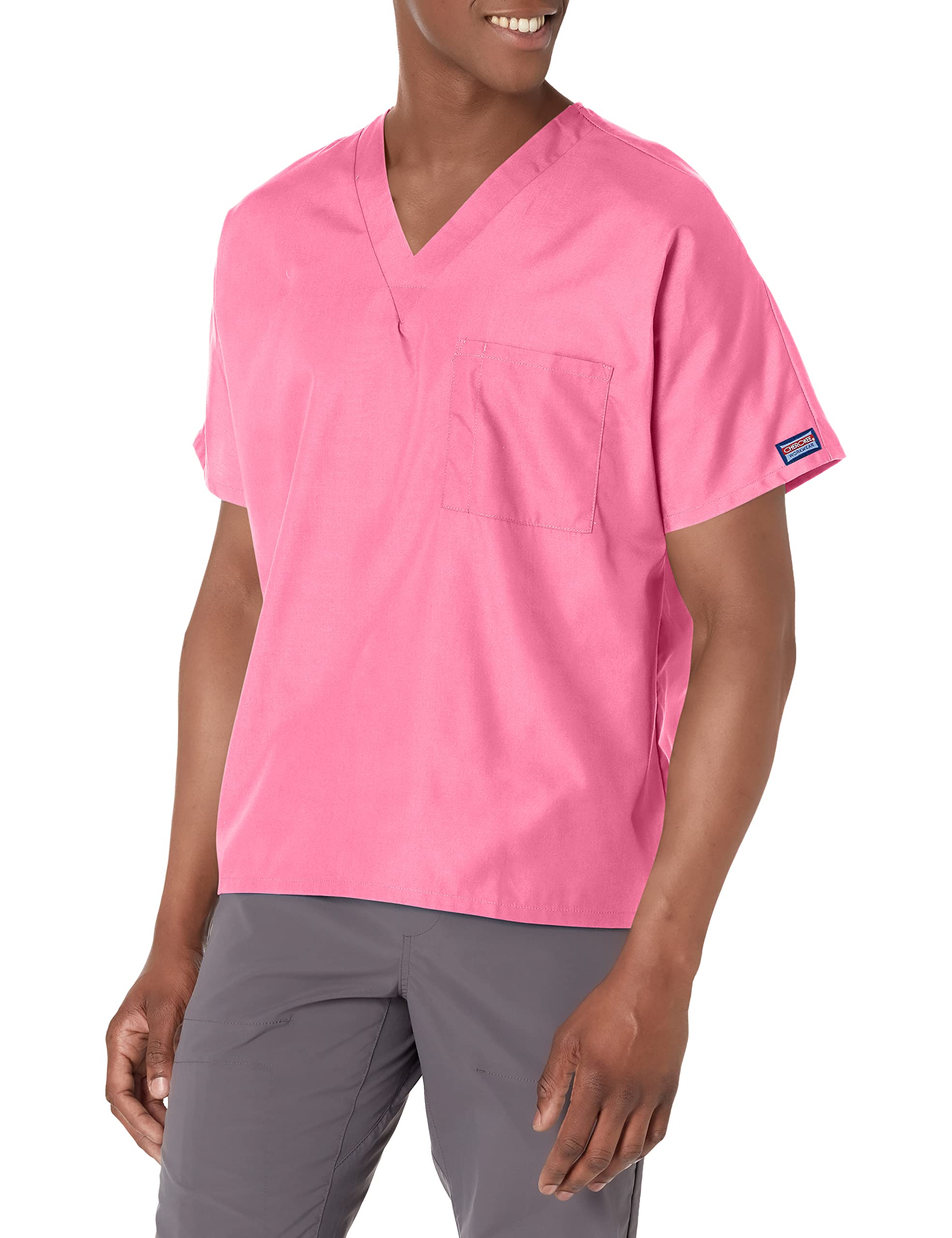 Cherokee Scrubs for Women and Men Unisex V-Neck Tunic Nursing Scrub Top with Chest Pocket, Tuckable Durable Fabric – 4777