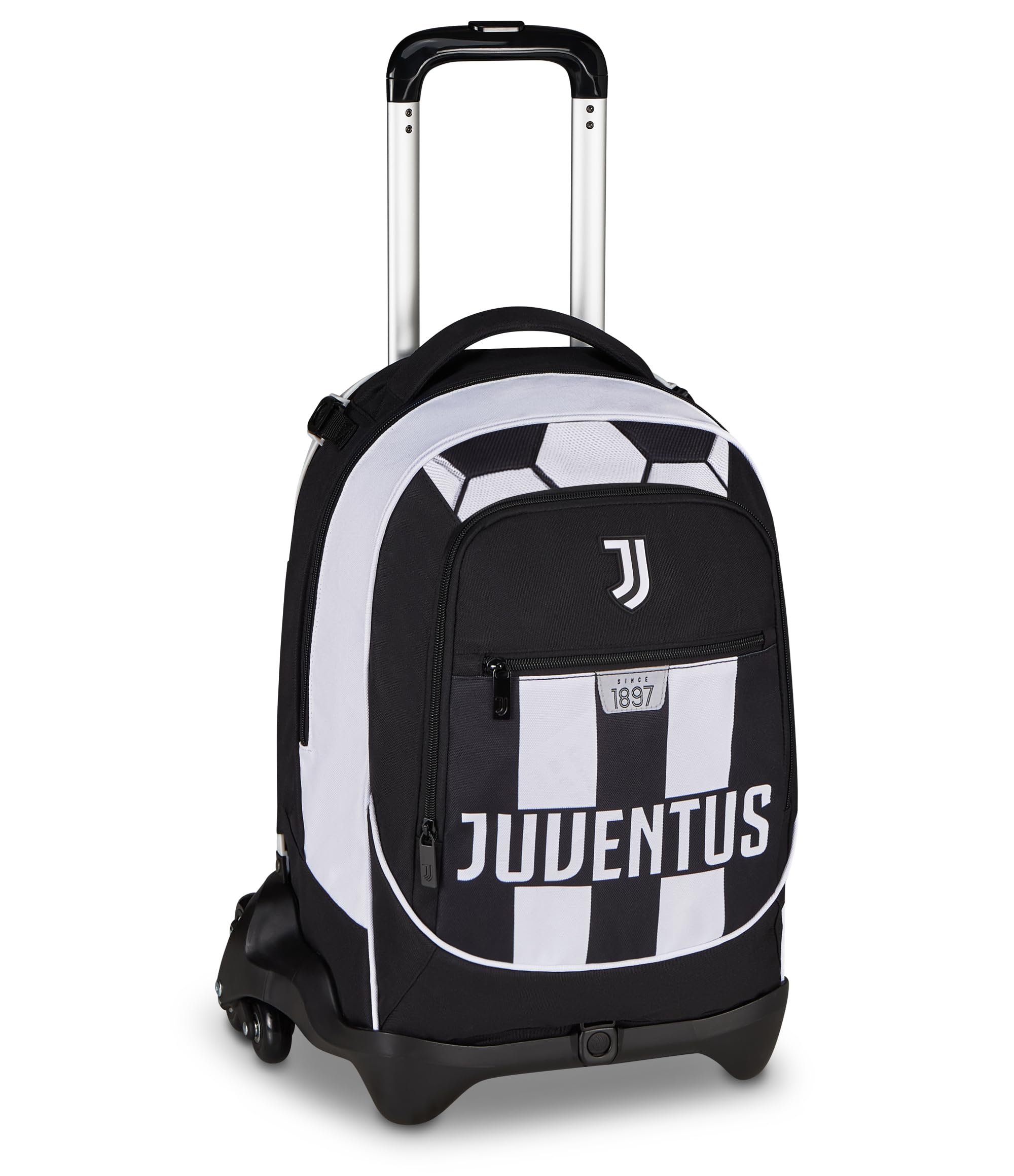 Seven Trolley Scuola Jack 3 Ruote Juventus, Nero, 33L, Scomponibile, Cross-over System, 3 in 1, Uso Zaino, Tasca frontale, Scuola elementare e media, Bambino, Ragazzo, Calcio, Prodotto ufficiale