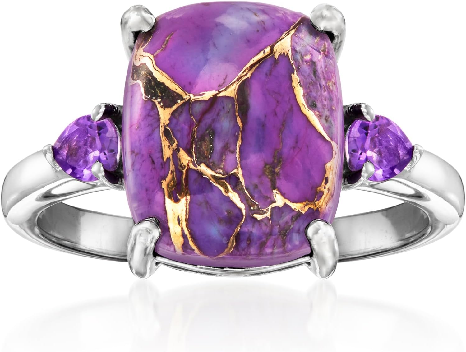 Ross-Simons Purple Turquoise and .20 ct. t.w. Amethyst Ring in Sterling Silver