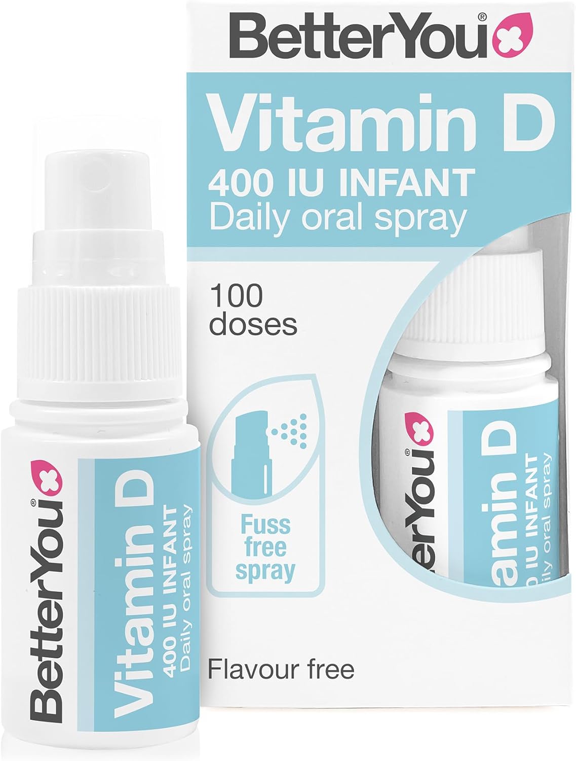 BetterYou Vitamin D 400 IU Infant Oral Spray for Babies & Kids Under 3 Years, Gentle Fast Acting Formula to Support Growing Bones and a Healthy Immune System, 3-Month Supply, Flavour Free