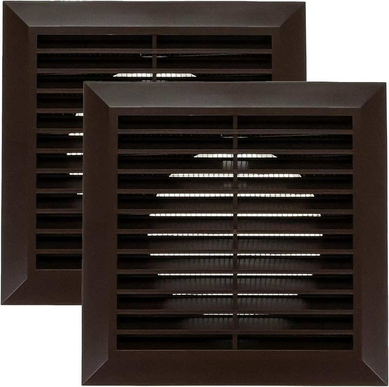 Vent Systems 100mm Kültéri Szellőzőrács 2db - Fürdőszobai Elszívó Fedél - Rovar, Madár és Rágcsálóvédelem - Barna Műanyag Szellőzőnyílás 10c