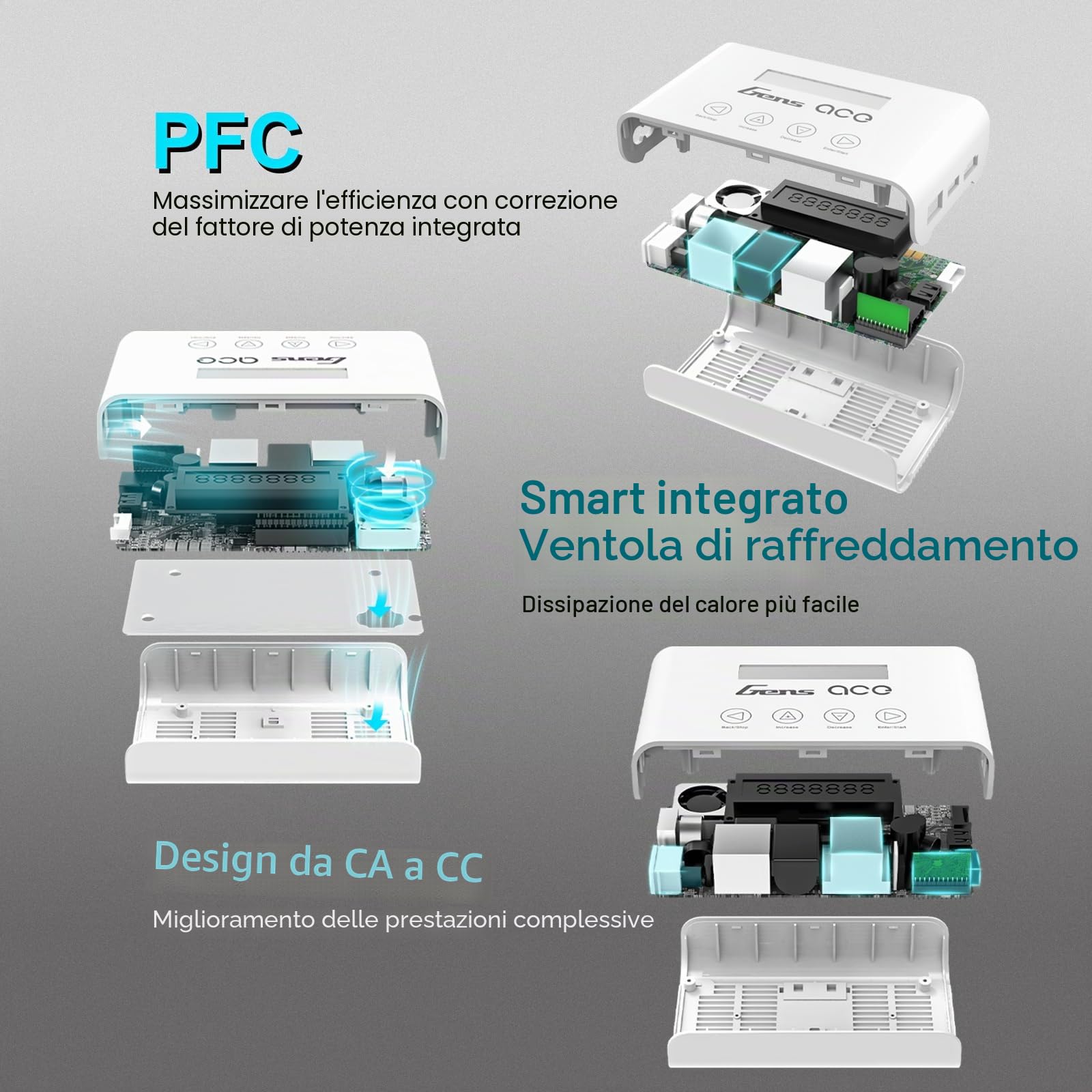 Gens ace Caricabatteria RC 100W 10A Caricabatterie Smart RC con Caricatore Bilanciato XT60 Compatibile per 2-6s LiIon/LiPo 3-18S NiMH