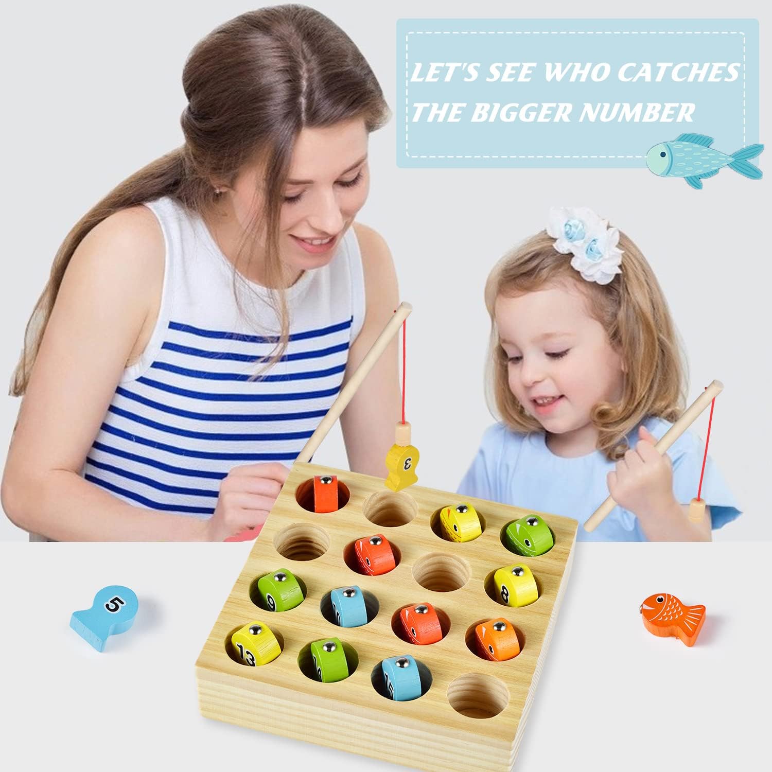 Montessori Wooden Magnetic Fishing Game for Kids