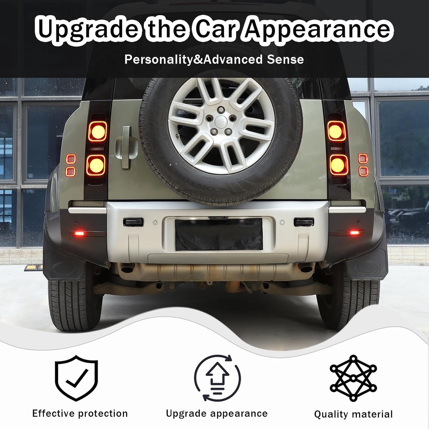 Smoked Tinted Light Cover for L@nd Rover Defender 2020 2021 2022 2023, ABS Material Rear Fog Light Lamp Guard Covers Trim Accessories, Transparent Gray